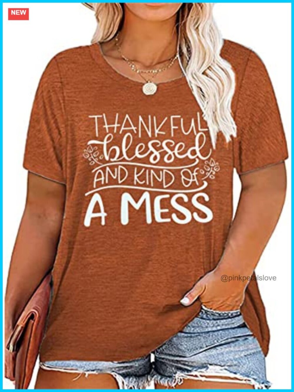 Plus Size Thankful Blessed Graphic T-Shirt Thanksgiving Fall Tee